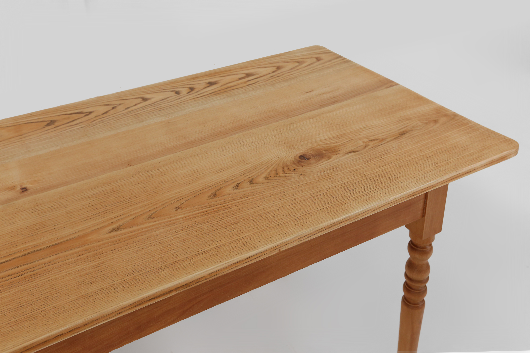 Rustic French farm table in wood with turned legs, ca. 1850thumbnail